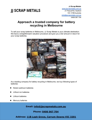 Approach a trusted company for battery recycling in Melbourne
