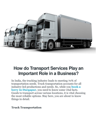 Online lorry booking in Durgapur