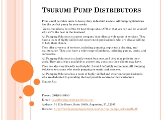 Tsurumi Pump Distributors