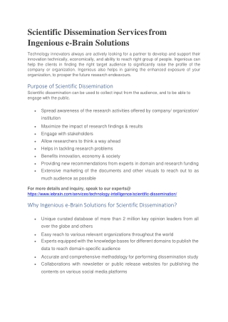 Scientific Dissemination