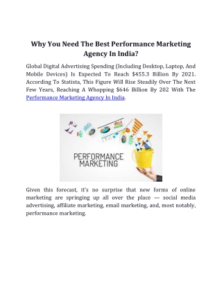 Why You Need The Best Performance Marketing Agency In India