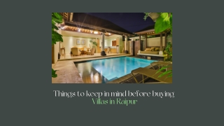 Things to keep in mind before buying Villas in Raipur