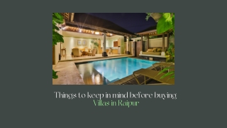 Things to keep in mind before buying Villas in Raipur