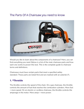 The Parts Of A Chainsaw you need to know