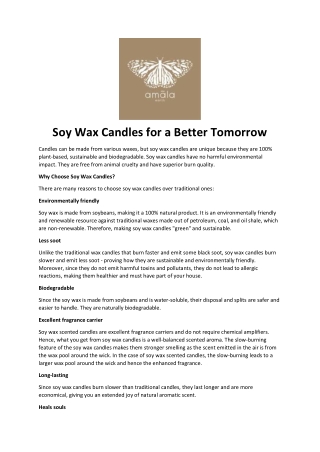Soy Wax Candles for a Better Tomorrow by Amala Earth