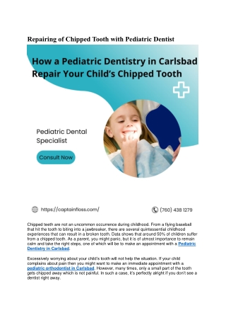 Repairing of Chipped Tooth with Pediatric Dentist