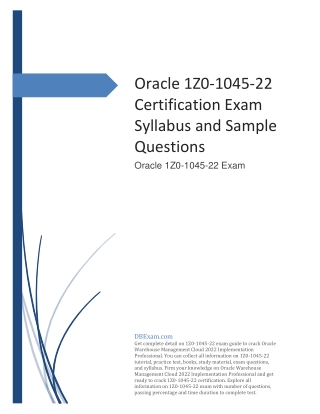 Oracle 1Z0-1045-22 Certification Exam Syllabus and Sample Questions