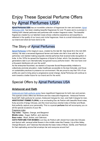 Special Perfume offers  by Ajmal Perfumes USA