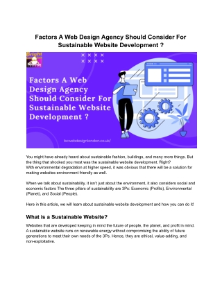 Factors A Web Design Agency Should Consider For Sustainable Website Development?