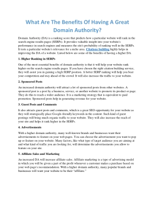 What Are The Benefits Of Having A Great Domain Authority?