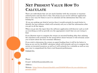 Net Present Value How To Calculate