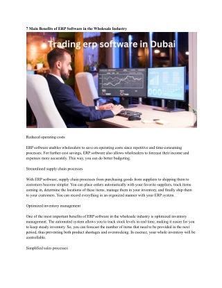Trading erp software in Dubai