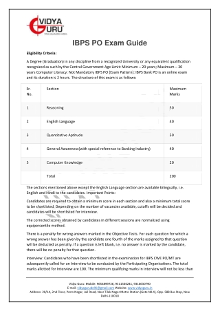 IBPS-PO-Exam-Guide- Vidya Guru