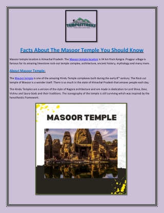 Facts About The Masoor Temple You Should Know