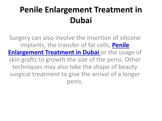 Penile Enlargement Treatment in Dubai