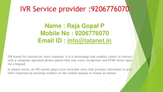 Best Hosted IVR Service Provider _Call @ 9206776070 _Bangalore