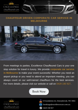 Chauffeur driven corporate car service in Melbourne