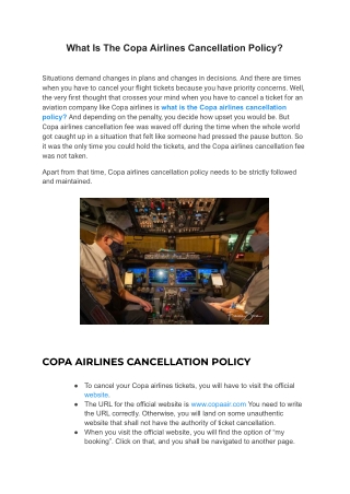 What Is The Copa Airlines Cancellation Policy?