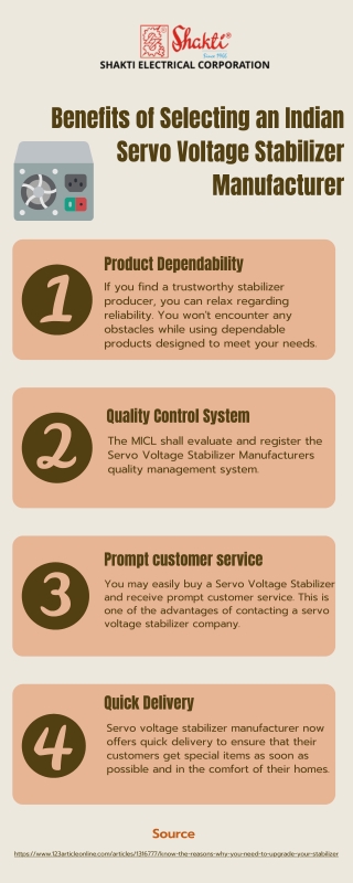 Benefits Of Selecting An Indian Servo Voltage Stabilizer Manufacturer