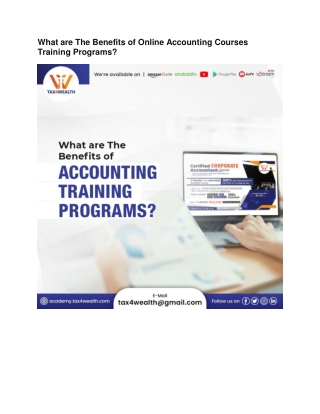 The Benefits of Online Accounting Courses Training Programs | Academy Tax4wealth