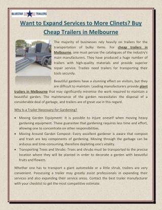 Want to Expand Services to More Clinets Buy Cheap Trailers in Melbourne