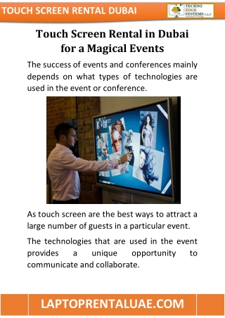 Touch Screen Rental in Dubai for a Magical Events