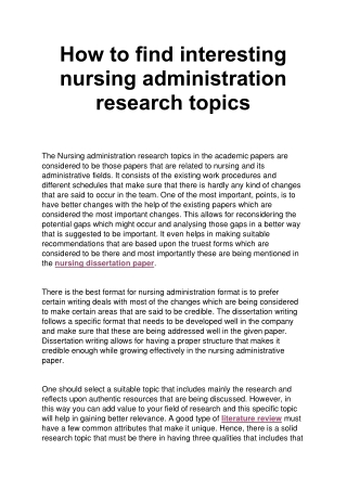 How to find interesting nursing administration research topics