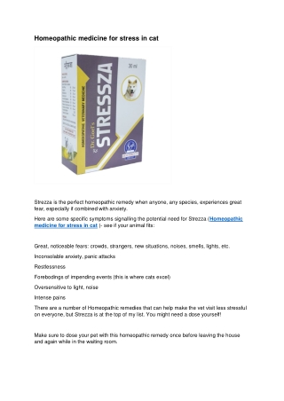 Homeopathic medicine for stress in cat