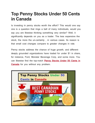 Top Penny Stocks Under 50 Cents in Canada