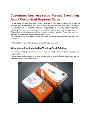 Customized business cards  Format_ Everything About Customized Business Cards