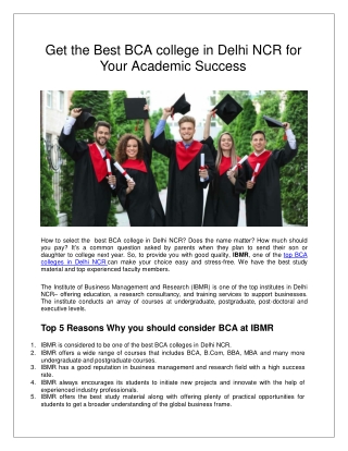 Get the Best BCA college in Delhi NCR for Your Academic Success