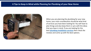 6 Tips to Keep in Mind while Planning for Plumbing of your New Home