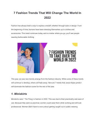 7 Fashion Trends That Will Change The World