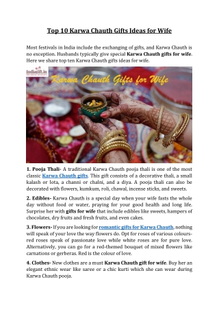 Top 10 Karwa Chauth Gifts Ideas for Wife