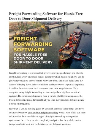 Freight Forwarding Software for Hassle Free Door to Door Shipment Delivery (1)