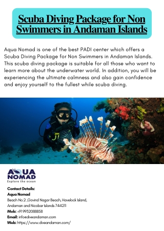 Scuba Diving Package For Swimmers In Andaman Islands