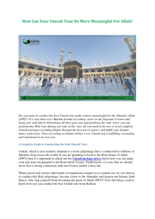 How Can Your Umrah Tour Be More Meaningful For Allah