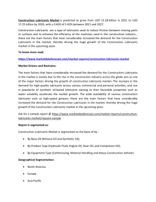 Construction Lubricants Market