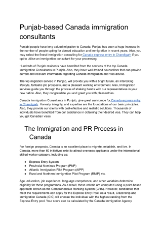 Punjab-based Canada immigration consultants