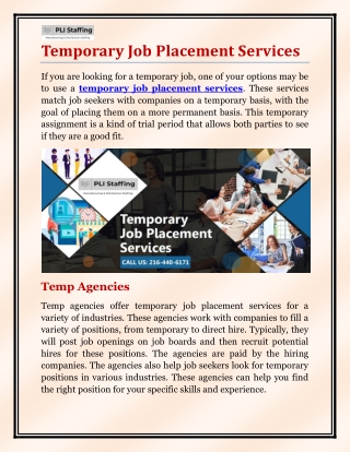 Temporary Job Placement Services