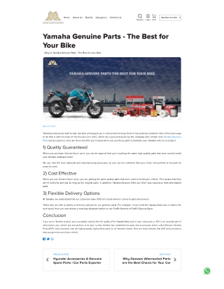 Yamaha Genuine Parts The Best for Your Bike