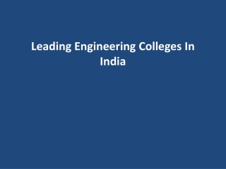 Leading Engineering Colleges In India