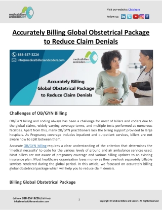 Accurately Billing Global Obstetrical Package to Reduce Claim Denials