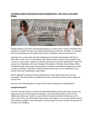 Allure Bridal 2023 Trunk Show Event