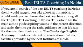 Best IELTS Coaching In Noida