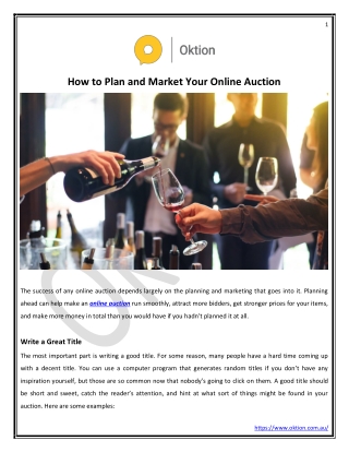 How to Plan and Market Your Online Auction