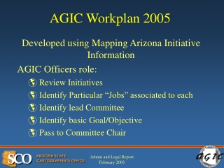 Developed using Mapping Arizona Initiative Information AGIC Officers role: Review Initiatives