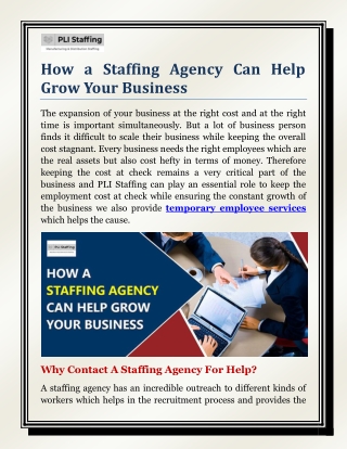 How a Staffing Agency Can Help Grow Your Business