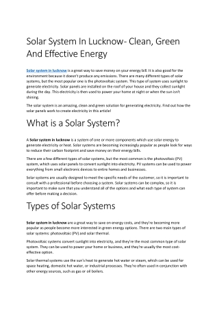 Solar System In Lucknow