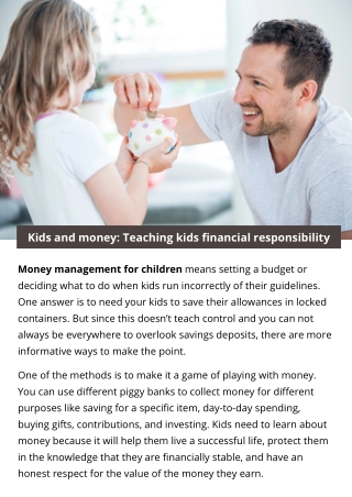 Kids and money: Teaching kids financial responsibility